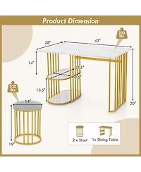 Rectangular Dining Table for 2 with 2-tier Storage Shelf for Small Space Dining Room