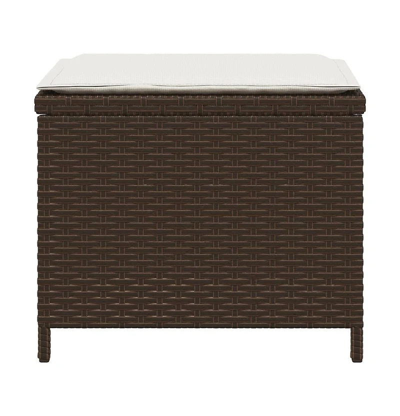 Patio Stools with Cushions 4 pcs Brown 15.7"x15.7"x13.8" Poly Rattan