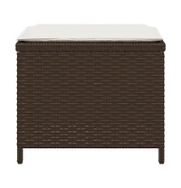Patio Stools with Cushions 4 pcs Brown 15.7"x15.7"x13.8" Poly Rattan