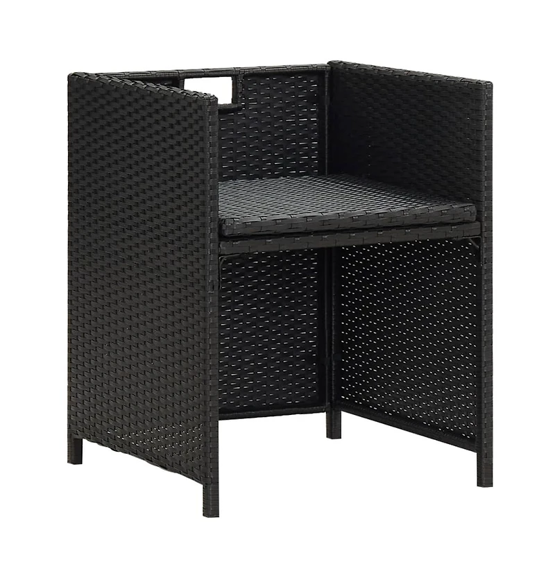 Patio Chairs 2 pcs with Cushions and Pillows Poly Rattan Black