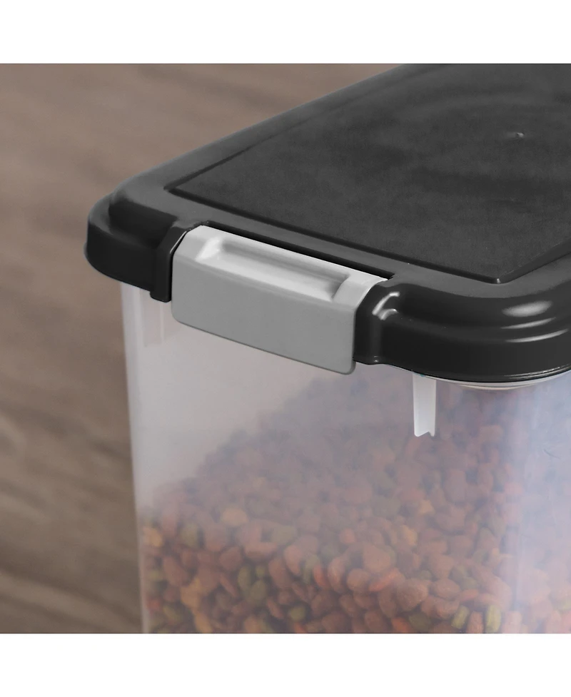 Iris Usa 30Lbs Airtight Dog Food Storage Container with 2-Cup Scoop and Slow Feeder Bowl Combo, Black