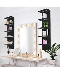 Sorbus 5 Tier Wall Mounted Floating Shelf Unit with Led Lights - Home Decor and Storage Organizer