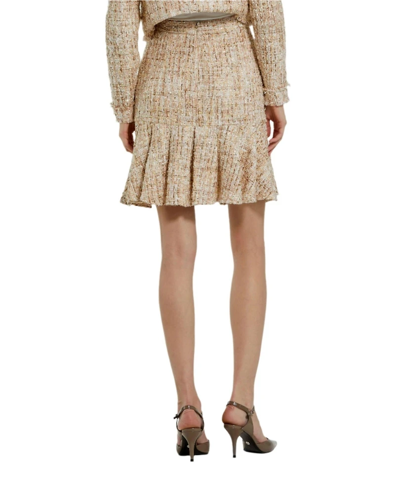 Mac Duggal Women's High Waist Pleated Boucle Mini Skirt