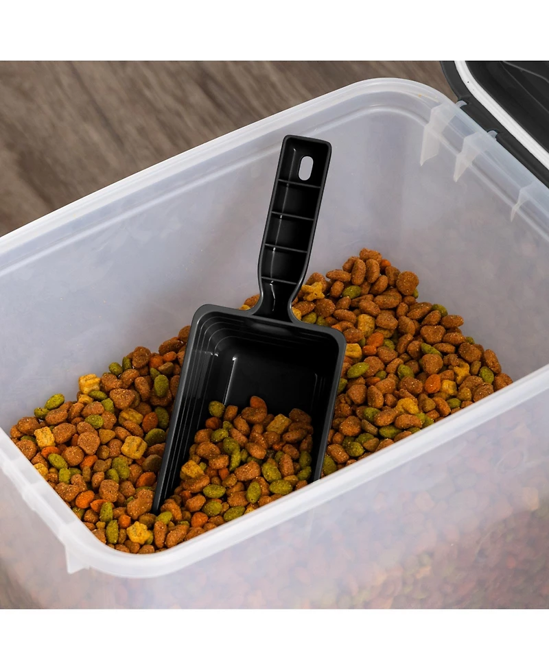 Iris Usa 30Lbs Airtight Dog Food Storage Container with 2-Cup Scoop and Slow Feeder Bowl Combo, Black