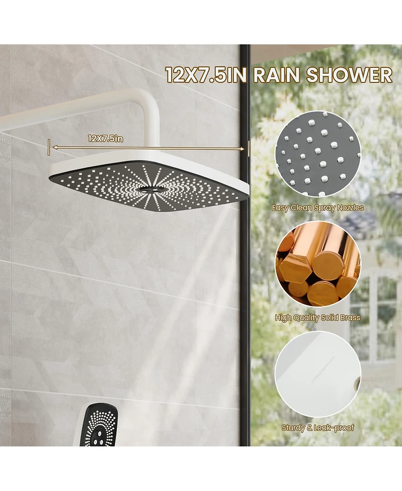 Casainc Pressure-balanced Valve Included All-In-One Kit with Rough In-Valve Thermostatic Shower System