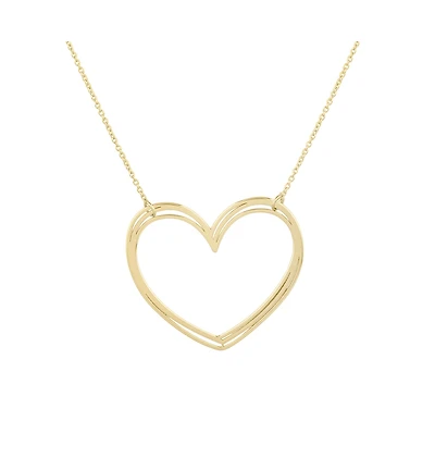 The Lovery Large Gold Open Heart Necklace 14K Gold