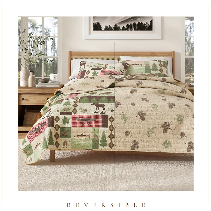 Linery & Co. Wildlife Patchwork Microfiber Quilt Set With Shams