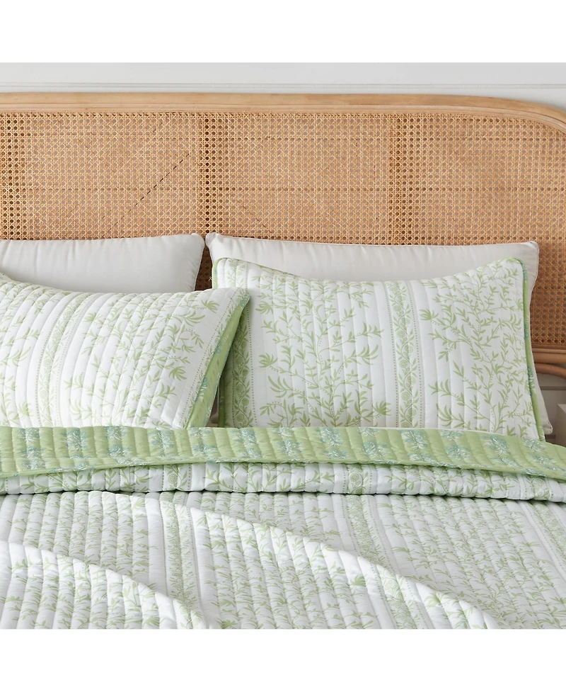 Linery & Co. Floral Striped Microfiber Quilt Set With Shams