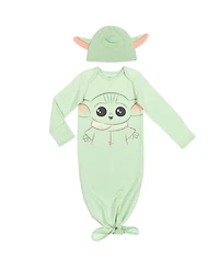 Star Wars Baby Boys Yoda Sleeper Gown and Hat