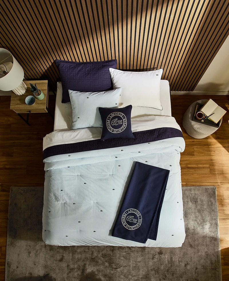 Lacoste Home Pinstripe Croc Cotton -Pc. Comforter Set