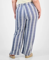 Derek Heart Trendy Plus Printed Rope-Belt Stretch Pants