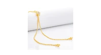 Beaded Chain Lariat Necklace with Cz Accent