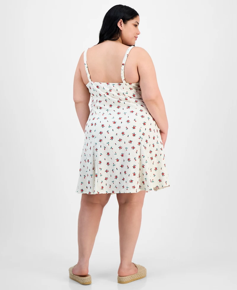 Absolutely Famous Trendy Plus Floral Pucker Fit & Flare Dress