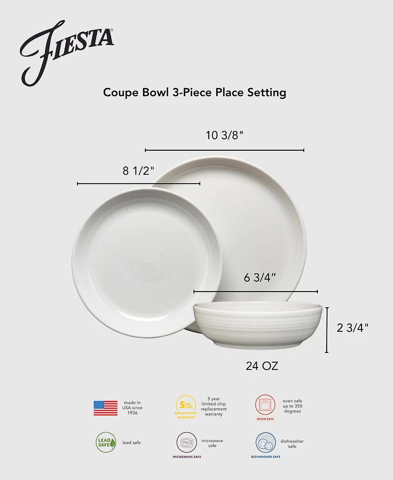 Fiesta Linen Bistro Coupe Bowl 3 Pc. Place Setting