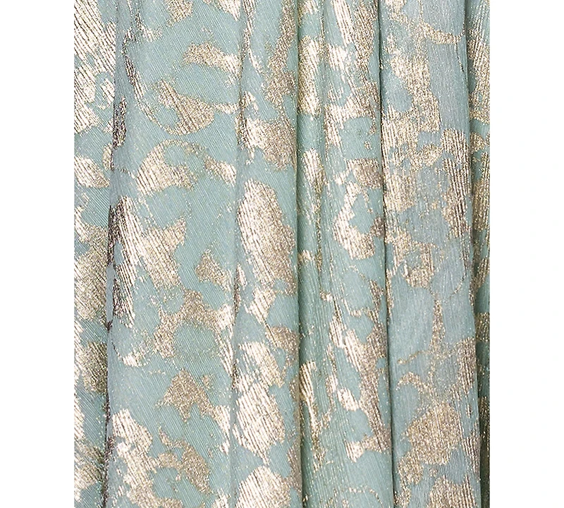 Betsy & Adam Petite V-Neck Long-Sleeve A-Line Gown