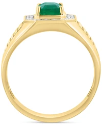 Effy Men's Emerald (1-1/6 ct. tw.) & Diamond (1/3 ct. t.w.) Brick Texture Ring in 14k Gold