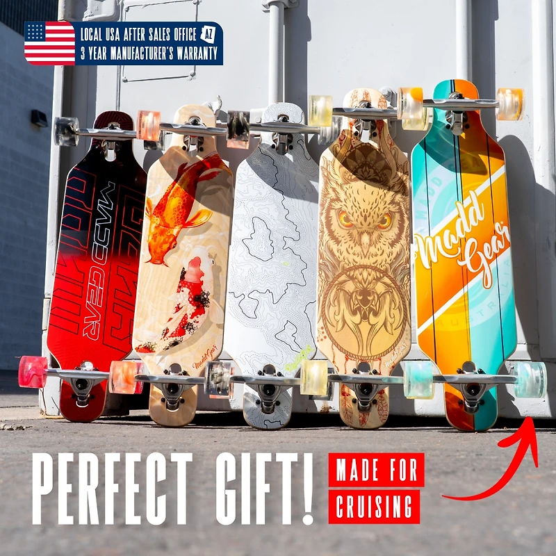 31" x 8" 8-Ply Maple Deck Glide Drop Through Longboard Skateboard for Ages 5+ Max 220 lbs, 70mm Wheels, Abec-7 Bearings