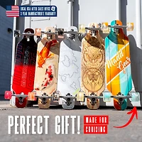 31" x 8" 8-Ply Maple Deck Glide Drop Through Longboard Skateboard for Ages 5+ Max 220 lbs, 70mm Wheels, Abec-7 Bearings