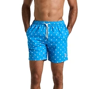 Original Penguin Men's Slim Fit Logo Print Drawstring 7" Swim Trunks