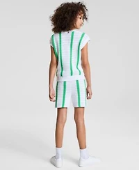 Epic Threads Little Big Girls Striped Crochet Knit Top Shorts Exclusively At Macys