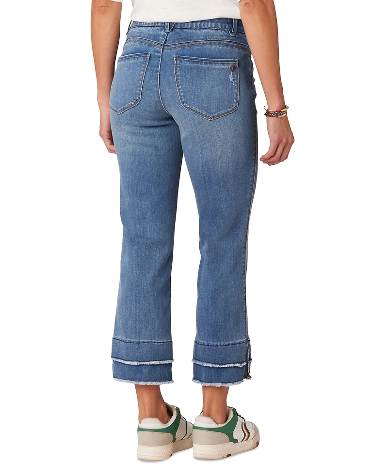 Democracy Petite Triple-Seam Cuff Kick-Flare Denim Jeans