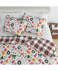 Linery & Co. Festive Holiday Reversible Microfiber Quilt Set with Shams