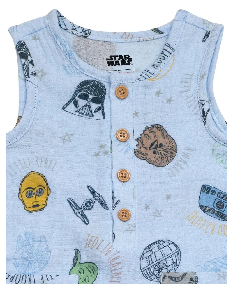 Star Wars Baby Boys Henley Sleeveless Romper
