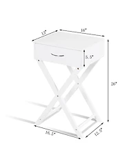 Design Sofa Side Table with X-Shape Drawer for Living Room Bedroom
