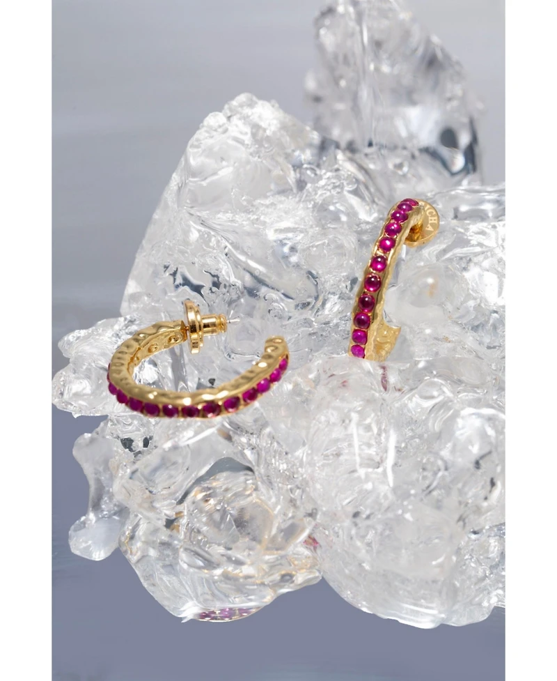 Serena Molten Gemstone Hoop Earrings
