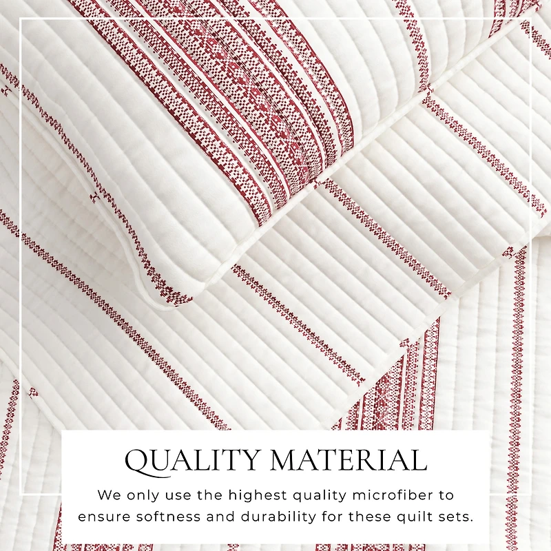 Linery & Co. Farmhouse Stripe Microfiber Quilt Set With Shams