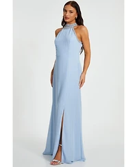 Quiz Women's Embellished Halter Neck Chiffon Maxi Dress