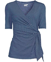 Lands' End Women's Elbow Sleeve Lightweight Jersey Side Tie Blouse