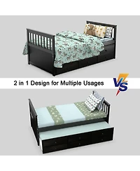 Twin Captain's Bed with Trundle and 3 Storage Drawers