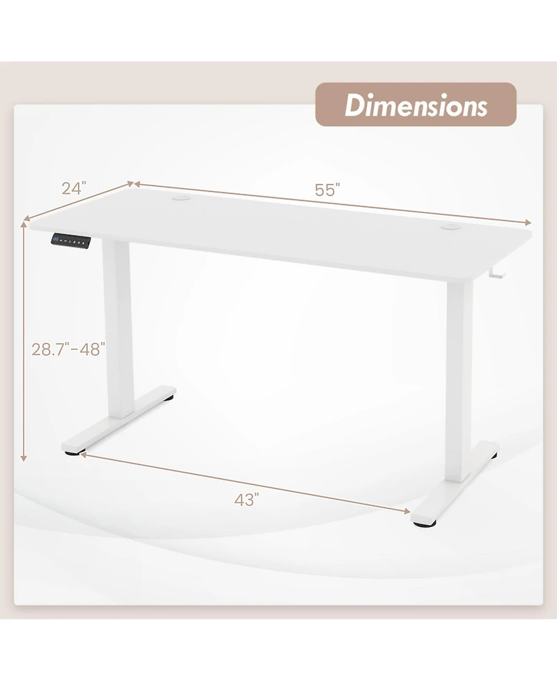 55 x 24 Inches Sit Stand Home Office Desk with 3 Memory Height Settings