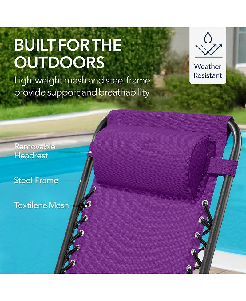 Best Choice Products Folding Outdoor Zero Gravity Rocking Lounge Chair w/ Headrest Pillow