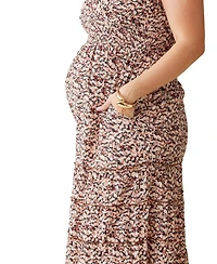 Ingrid + Isabel Maternity Ingrid + Isabel Daydream Midi Dress Brown Navy Abstract Xl