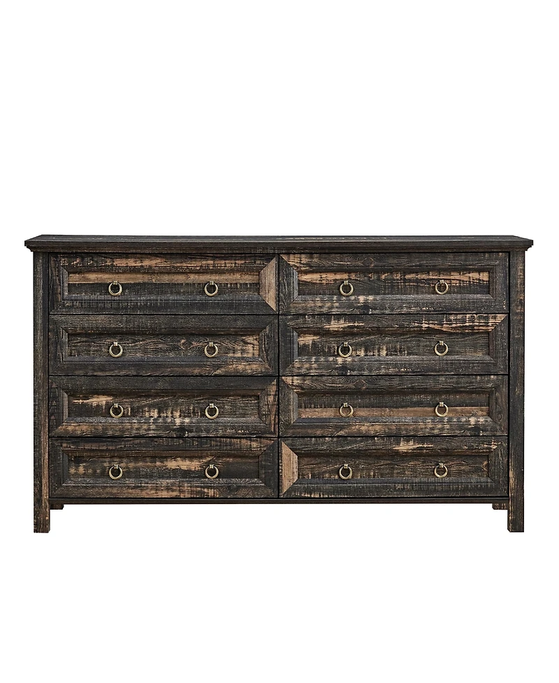 Farmhouse 8 Drawers Dresser Chests for Bedroom, Wood Rustic Wide Chset of Drawers,Storage Dressers Organizer for Bedroom, Living Room,Hallway