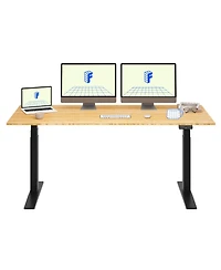 Flexispot E7-commercial 72 W Electric Adjustable Standing Desk, Bamboo Top, Black Base
