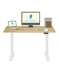 Flexispot E7-commercial W Electric Adjustable Standing Desk, Rubber Wood Top
