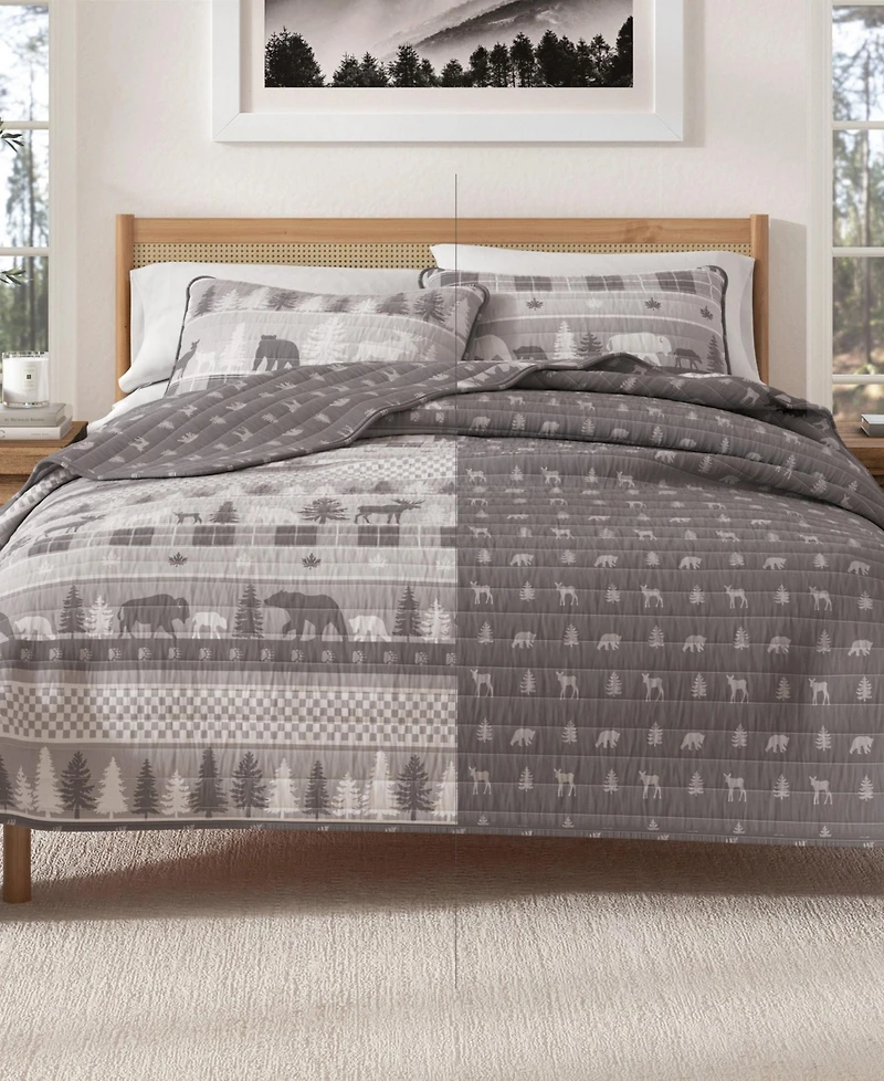 Rustic Woodland Reversible Microfiber Quilt Set with Shams