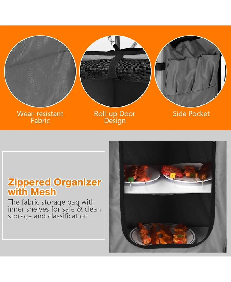 Foldable Outdoor Bbq Portable Grilling Table with Windscreen Bag