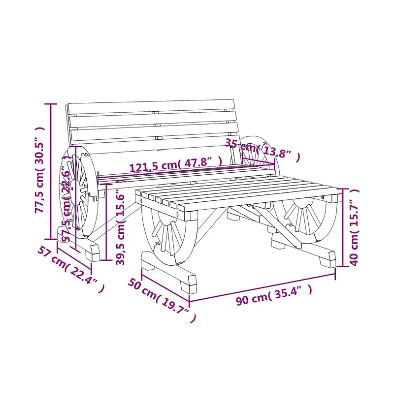 2 Piece Patio Lounge Set Solid Wood Fir