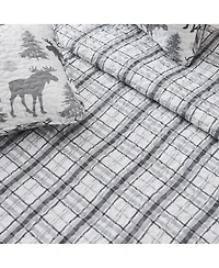 Linery & Co. Moose & Evergreens Microfiber Quilt Set With Shams - Moose