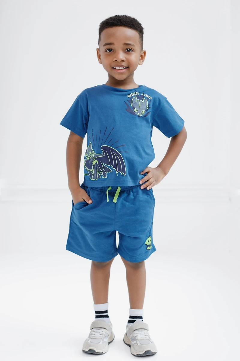 How to Train Your Dragon Boys DreamWorks Toothless T-Shirt and French Terry Shorts Outfit Set