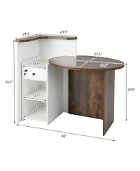 Front Reception Office Desk with Open Shelf and Lockable Drawer