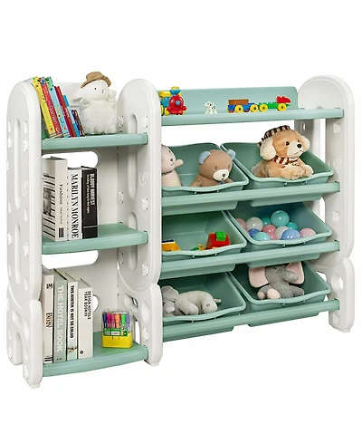 Kids Toy Storage Organizer with Bins and Multi-Layer Shelf for Bedroom Playroom