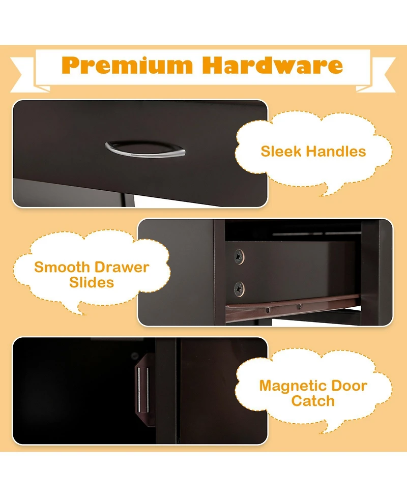 Kids Wooden Writing Furniture Set with Drawer and Storage Cabinet