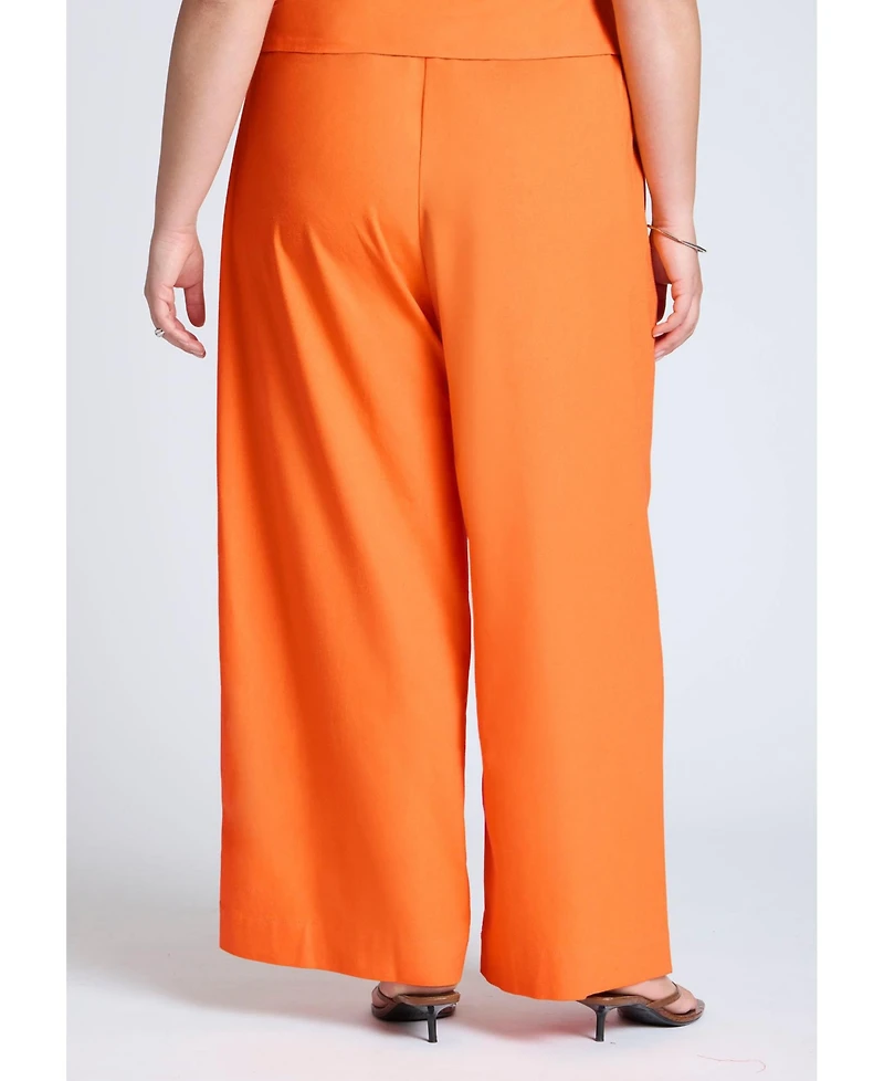 Eloquii Women's Easy Wide Leg Linen Pant