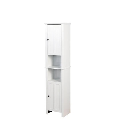 Bathroom Floor Storage Cabinet with 2 Doors Living Room Wooden Cabinet with 6 Shelves 15.75 x 11.81 x 66.93 inch