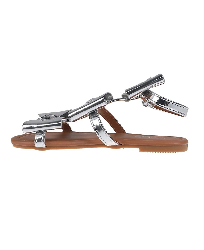 Bebe Little Girls Comfortable and Stylish Flat with Oversized Bows Sandals